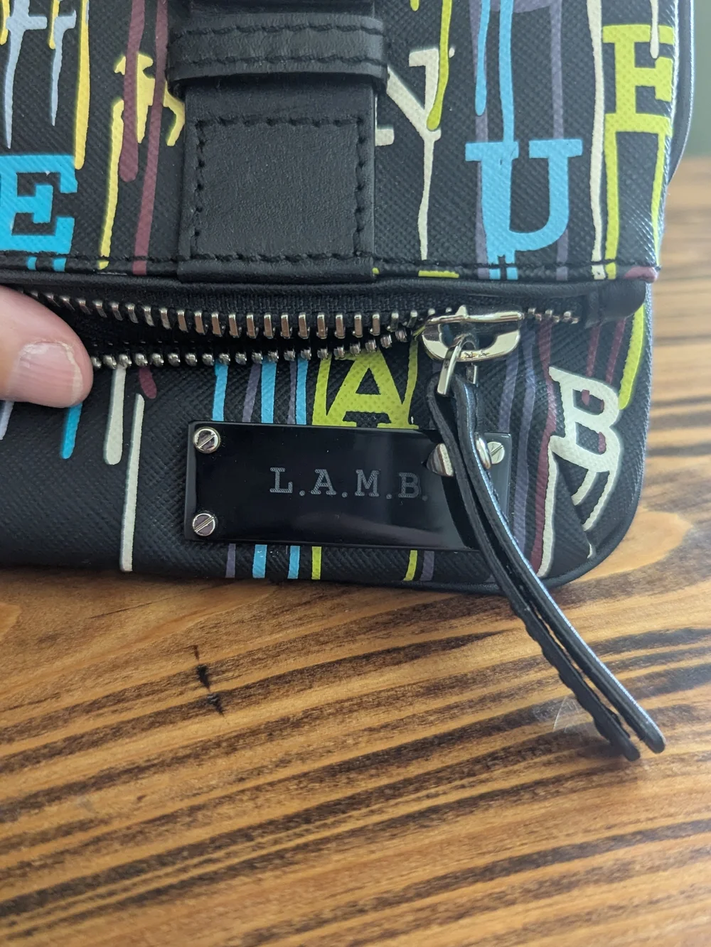 L.A.M.B. Black Multicolor Letter Print Clutch